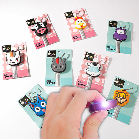 Porte-clés de dessin animé de haute qualité avec petite lampe LED, étui de protection en Silicone souple, contrôle de la poussière, porte-clé pendentif ► Photo 1/6