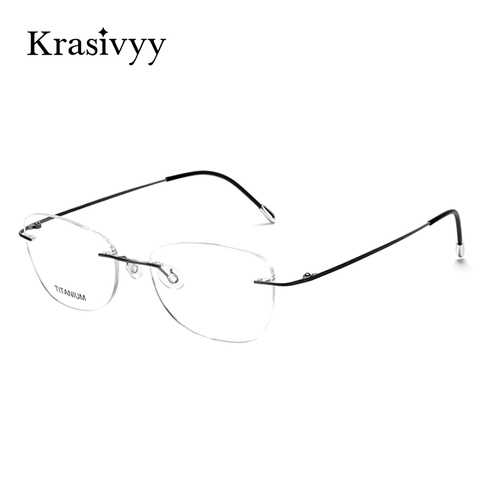 Krasivyy pur titane sans monture lunettes optiques femmes Prescription lunettes ultra-léger hommes myopie Europe sans cadre lunettes ► Photo 1/6