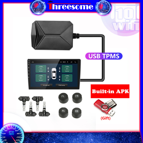 Système de surveillance de la pression des pneus TPMS, USB, Android, 5V, interne, externe, Navigation, autoradio, affichage, système d'alarme TPMS ► Photo 1/6