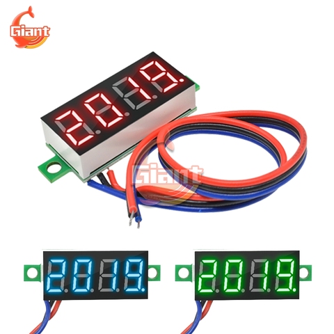 Mini voltmètre numérique 4 bits 0.36 pouces, panneau LED, testeur de tension électrique, 3 fils DC 0-100V 12V DC ► Photo 1/6