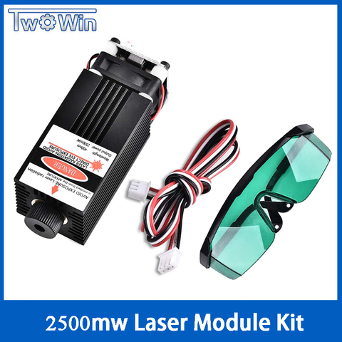 2500mw Module Laser 450NM mise au point Laser bleu tête Laser gravure, 2.5w Diode Tube Laser hx2.54 2p Port + lunettes de protection ► Photo 1/6