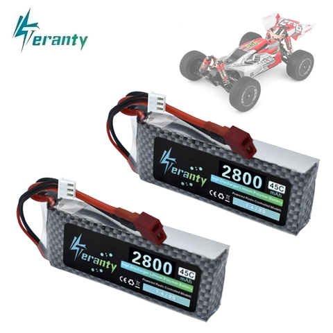 Original Wltoys 144001 2s 7.4 V 2800mAh batterie rechargeable Lipo et un chargeur pour Wltoys 1/14 144001 RC voiture bateau Lipo batterie ► Photo 1/6