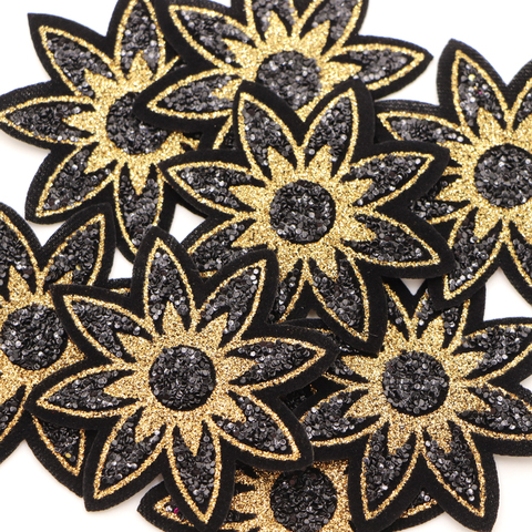 Patchs pailletés en fer sur tournesol, appliqués pour vêtements, Jeans, sac à dos, chaussures, décor, autocollants de couture, Badge brodé, 5 pièces/lot ► Photo 1/6