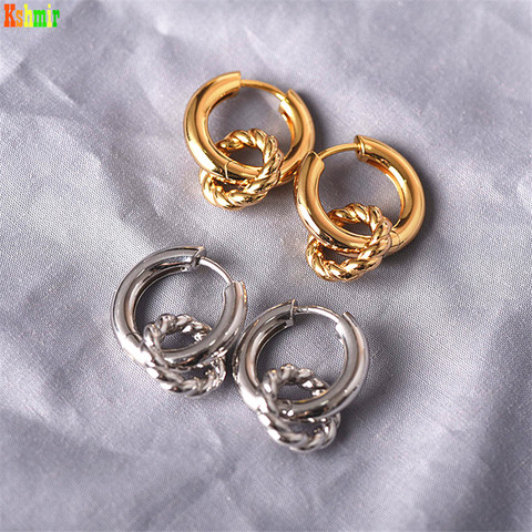 Kshmir – boucles d'oreilles circulaires en acier inoxydable, double anneau, pendentif pour bijoux, nouvelle mode 2022 ► Photo 1/6