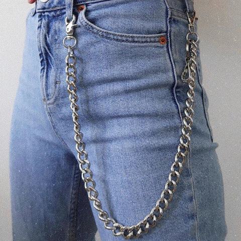 Porte-clés en métal pour taille longue, pantalon Rock, chaîne Jean, porte-monnaie, bijoux hip hop pour hommes, 5 tailles ► Photo 1/6