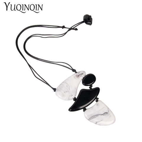 Grand pendentif en acrylique pour femmes, Long collier personnalisé avec corde en résine, style bohème ► Photo 1/5