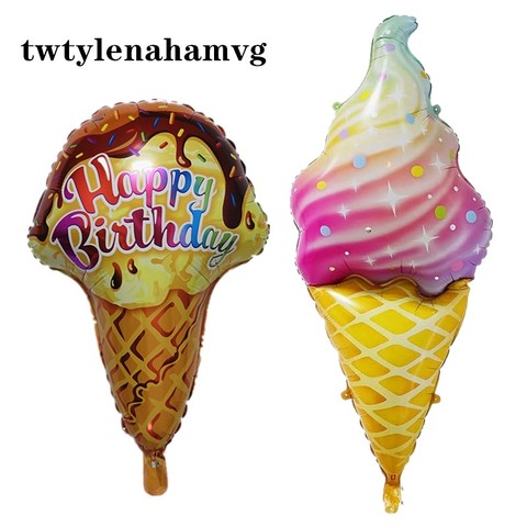 Coloré crème glacée fille rose balle nouveau grand joyeux anniversaire fête de mariage Double gâteau feuille d'aluminium ballon pâques été garçon cadeau ► Photo 1/6