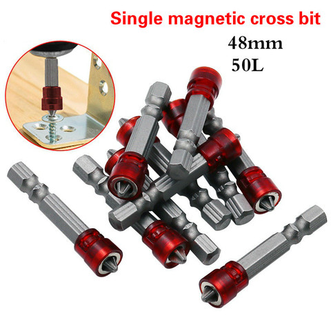 Embouts de tournevis croisés en acier à outils de 48MM avec cercles magnétiques tige hexagonale pour toute cloison sèche de plaque de plâtre de forage de perceuse électrique ► Photo 1/5