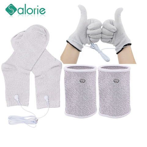 TENS EMS – gants électriques à électrodes, en Fiber d'argent conductrice pour le massage du corps, coussinets de thérapie physique saine ► Photo 1/6