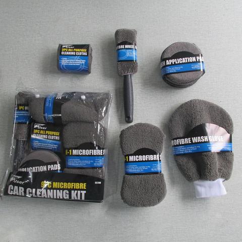 50% offres spéciales!!! 9 pièces voiture microfibre lavage éponge gant serviette roue brosse outils de nettoyage Kit ► Photo 1/6