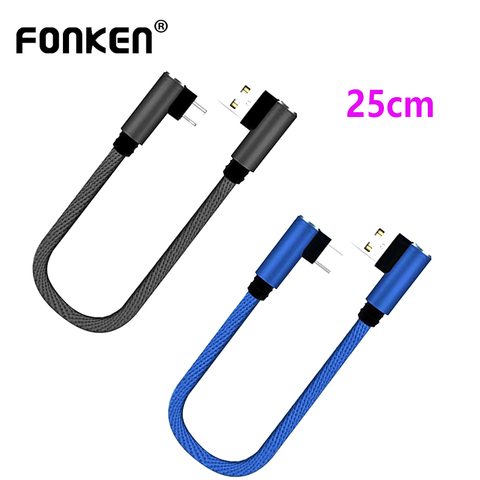 FONKEN 25cm câble de chargeur de téléphone court USB Type C Mini câble d'angle USB pour Huawei Samsung câble de Charge Micro USB 2.4A Charge rapide ► Photo 1/6