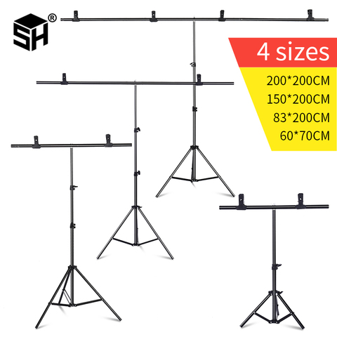 Arrière-plan cadre photographie toile de fond en forme de T Support de fond système arrière-plans en métal pour studio photo plusieurs tailles ► Photo 1/6