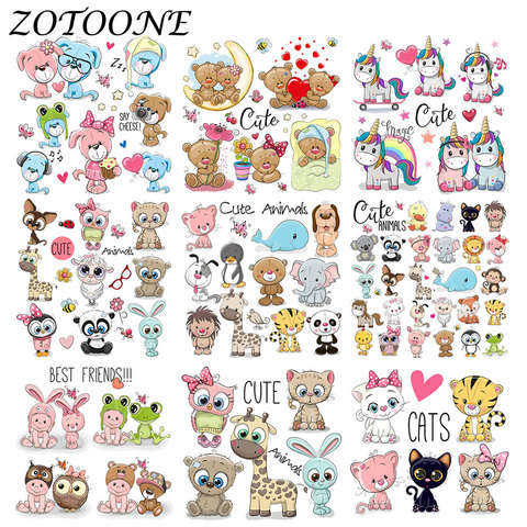 ZOTOONE – patchs de transfert de cœur, combinaison d'animaux mignons, motif licorne, pour vêtements d'enfants, autocollants Thermo ► Photo 1/6