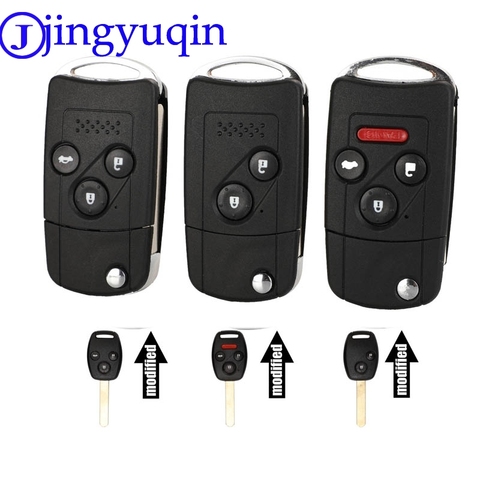Jingyuqin – coque de clé de voiture pour Honda Accord Civic Pilot, avec coussin en caoutchouc, 2, 3 et 4 boutons, pour télécommande ► Photo 1/6