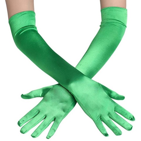 Gants d'opéra pour femmes, longs, extensibles, formels, classiques, en Satin, pour soirée, soirée, soirée et mariage, verts ► Photo 1/6