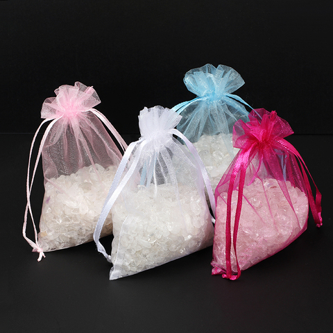 50pcs tulle emballage transparent fête cordons de mariage présent bijou bonbons gaze élément cadeau sac organza sacs 7*9cm ► Photo 1/6