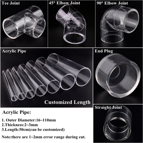 Connecteur à coude droit pour tuyau en plexiglas transparent, 2 pièces, 20/25/32mm, pour Aquarium, bricolage PMMA ► Photo 1/6