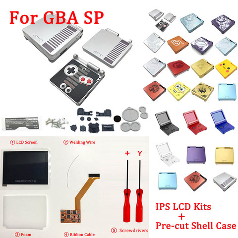 Kits LCD IPS avec coque prédécoupée pour écran rétro-éclairage GBA SP IPS LCD V2 avec coque pour boîtier de Console GBASP avec boutons ► Photo 1/6