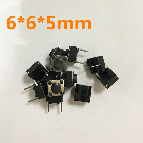 Micro-interrupteur Tactile à bouton-poussoir, 2 broches, 6x6x5mm, 100 pièces/lot ► Photo 1/1