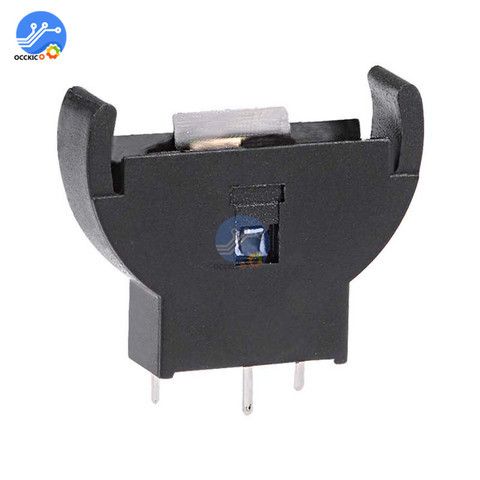 20 pièces en plastique noir CR2032 2032 3V demi-rond cellule pièce de monnaie support de prise de batterie Module boîtes de batterie verticales en ligne 3 broches ► Photo 1/6