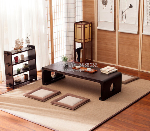 Meubles en bois d'intérieur Vintage japonais Style asiatique café thé salon Table basse Rectangle 60*40cm Tatami Table de sol ► Photo 1/1