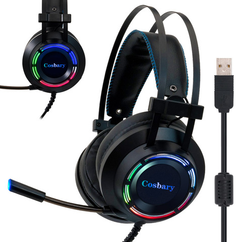 Casque de jeu professionnel avec boîte casque de jeu de basse profonde avec Microphone pour ordinateur Gamer 7.1 USB canal Surround son ► Photo 1/6