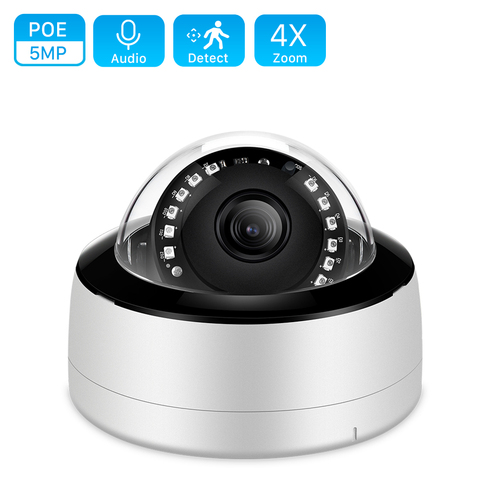 Caméra IP Audio 5MP H.265 Onvif POE grand Angle lentille intérieure CCTV dôme en métal caméra POE IR Vision nocturne 1080P caméra de Surveillance ► Photo 1/6