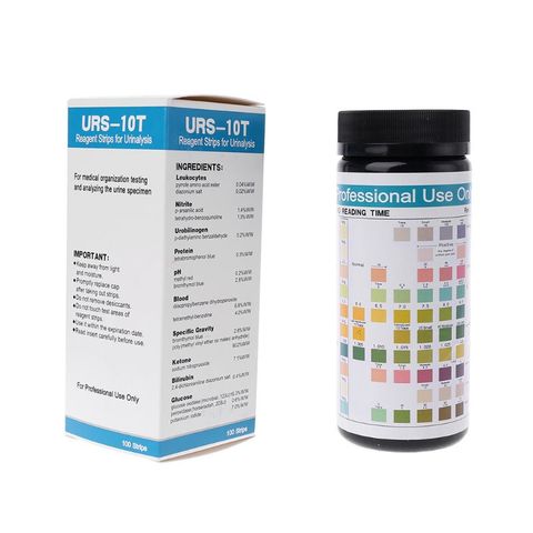 100 bandes URS-10T bandes de réactif d'analyse d'urine 10 paramètres bande de Test d'urine leucocytes Nitrite protéine pH sang cétone Glucose ► Photo 1/6