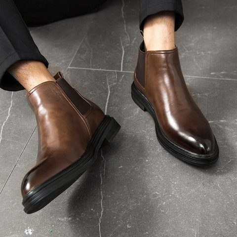 Bottines Chelsea en cuir pour hommes, chaussures fgb5, marque à la mode, automne et hiver, chaussures pour homme, 2022 ► Photo 1/5