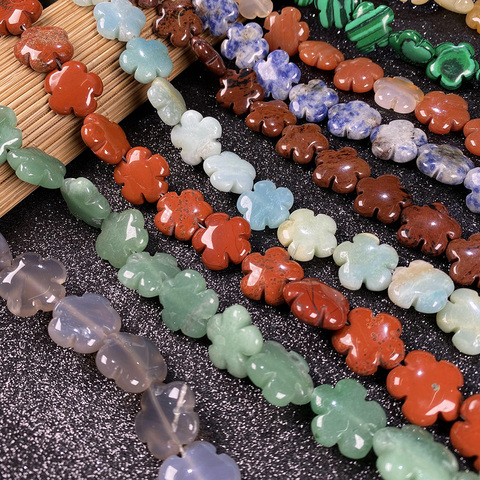 Perles d'agates Turquoises en cristal de Quartz en pierre naturelle 16x16mm perles en vrac en forme de fleur pour Bracelet à bricoler soi-même ► Photo 1/6