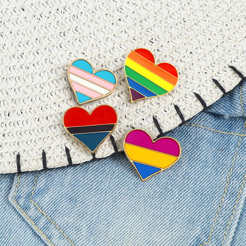 Broches en forme de cœur arc-en-ciel en émail, broches de fierté LGBT, Badge coloré pour femmes et hommes, vestes, épingle à revers, bijoux unisexes ► Photo 1/6