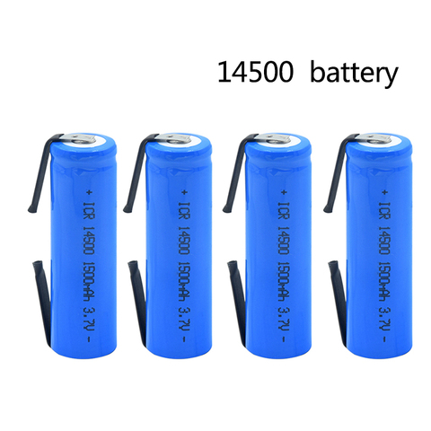 Batteries rechargeables au Lithium, 1 à 20 pièces, 3.7V, 1500mAh, 14500, pour torche, Microphone, Radio, brosse à dents, avec feuille de Nickel à souder ► Photo 1/6