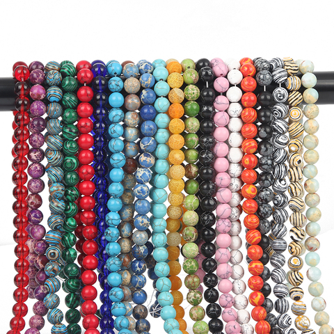 Perles Malachites craquelées en pierre naturelle, Agates rondes, pour la fabrication de bijoux, bracelets et colliers, tourmaline AB ► Photo 1/6