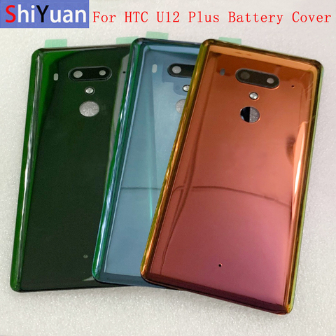 Couvercle de batterie porte arrière avec objectif de caméra + Flash + Logo pour HTC U12 Plus U12 + couvercle arrière en verre de remplacement ► Photo 1/6