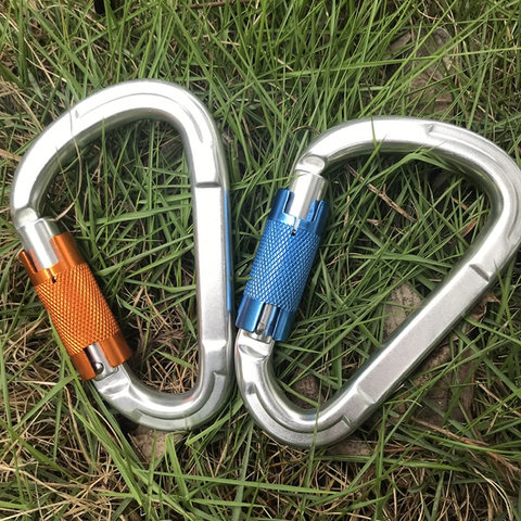 Mousquetons à verrouillage automatique 25KN, boucle en aluminium en forme de D pour le Yoga, hamac pour Camping randonnée Sports de plein air ► Photo 1/6