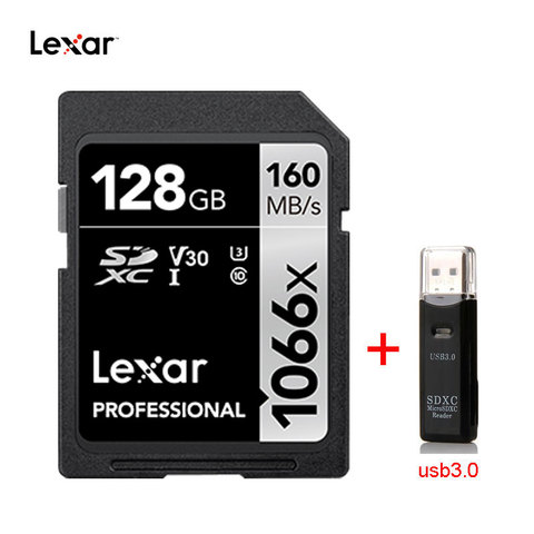 Lexar Carte SD 1066X D'origine jusqu'à 160 Mo/S 64 GO 128 GO 256 GO SDXC UHS-I U3 V30 Carte Mémoire Flash Pour 3D Numérique 4K Caméra ► Photo 1/6