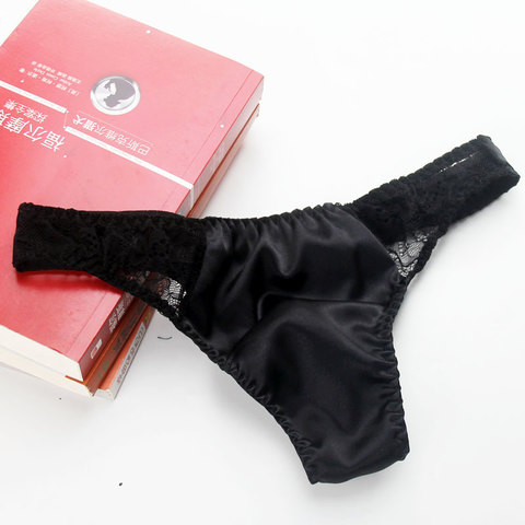 Culotte Sexy en soie véritable, Lingerie en dentelle sans couture, 95% soie de mûrier, G string M L XL XXL, livraison gratuite ► Photo 1/5