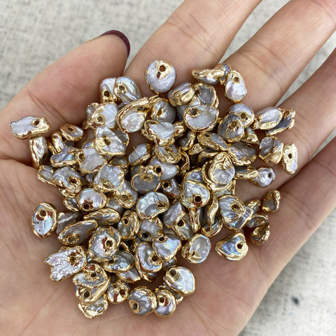 Petits pendentifs en perles naturelles, 2 pièces, amples, pour la fabrication de bijoux, accessoires de collier, taille 8-10mm, nouveauté ► Photo 1/6