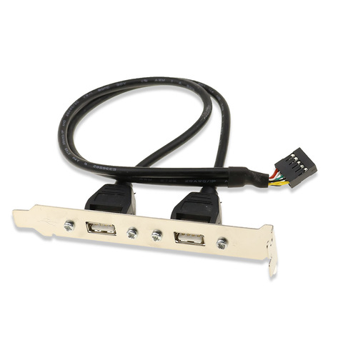 Nouveau 2 ports USB 2.0 carte mère panneau arrière support d'extension à IDC 9 broches carte mère USB câble hôte adaptateur 2 couleurs ► Photo 1/6