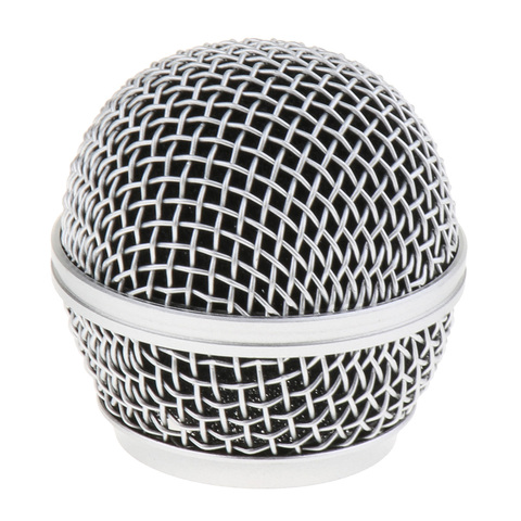 Pratique acier sans fil filaire Microphone remplacement Grille maille boule tête argent ► Photo 1/6