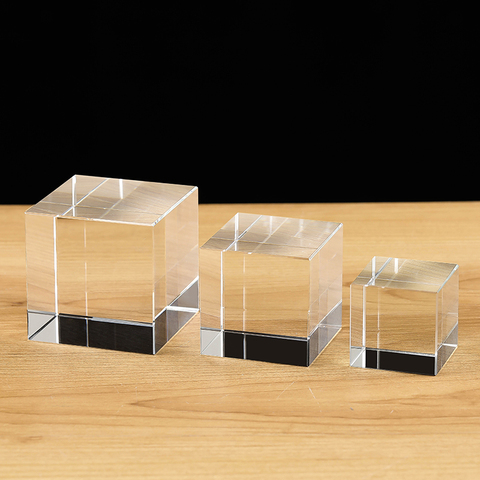 Cube en cristal Transparent de haute qualité, poids-papier verre à faire soi-même blanc pour gravure ► Photo 1/5