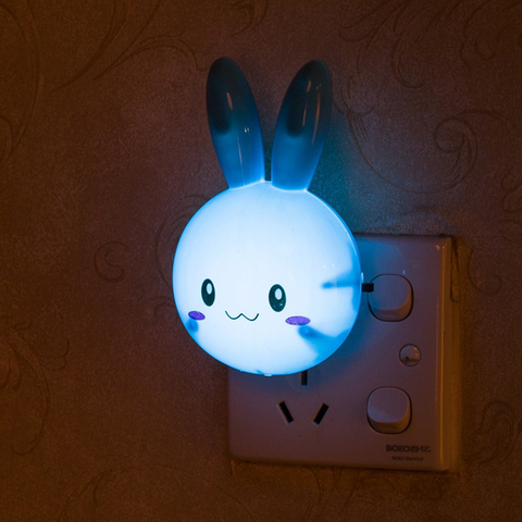 Lampe de nuit en lapin, 3 couleurs, dessin animé, interrupteur/extinction, prise ue et US, lampe de chevet pour enfants, cadeau pour bébés, 3 couleurs, modèle LED ► Photo 1/6