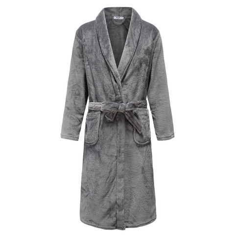 Robe de nuit chaude et décontractée pour hommes, tenue de nuit avec ceinture, en flanelle rembourrée, Kimono Long, peignoir, nouvelle collection hiver ► Photo 1/6