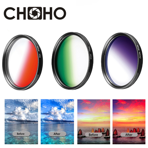 Filtre coloré couleur réglable dégradé scape 49MM 52MM 55MM 58MM 62MM 67MM 72MM 77MM pour Canon Nikon Sony accessoires pour appareil photo ► Photo 1/6