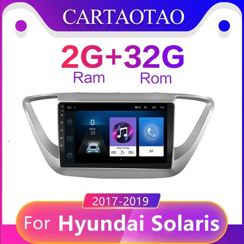 CARTAOTAO – autoradio 9 pouces, Android 8.1, Navigation GPS, lecteur multimédia vidéo, sans dvd, 2 din, pour voiture Hyundai solaris 2, 2017-2022, Verna ► Photo 1/5