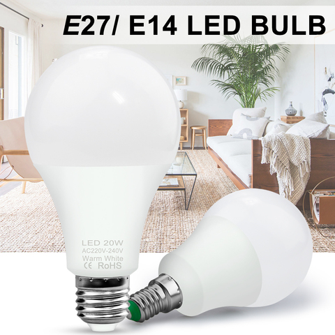 Ampoule E27 Led, LED boules E14, 2835, lampe à Led, 3W 6W 9W 12W, lampe 220, économie d'énergie, V, pour lustre de la maison ► Photo 1/6