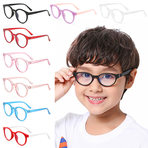 Enfants Anti-lumière bleue lunettes enfants garçons filles rond Ultra léger cadre lunettes Protection informatique Anti-fatigue lunettes ► Photo 1/6