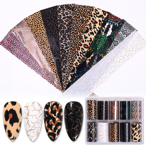 1 boîte ongles feuilles serpent brillant papier Nail Art transfert autocollant toboggan Nail Art décalcomanie ongles accessoires ► Photo 1/6