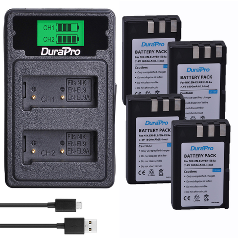 2 batteries rechargeables 1800mAh EN-EL9 EN EL9 + chargeur USB avec remplacement de Type C pour appareil photo Nikon D40 D40X D60 D3000 D5000 ► Photo 1/6