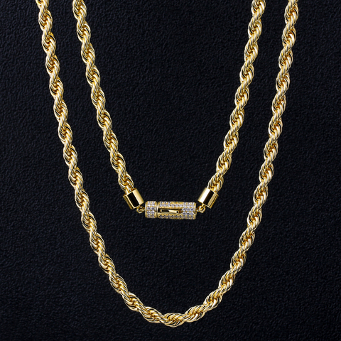 DNSCHIC – collier torsadé épais de 6mm pour hommes et femmes, chaîne en corde plaquée glacée, bijoux Hip Hop, rappeur de rue ► Photo 1/6